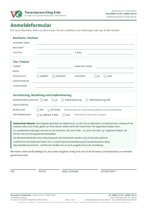 Vorschau: Anmeldeformular