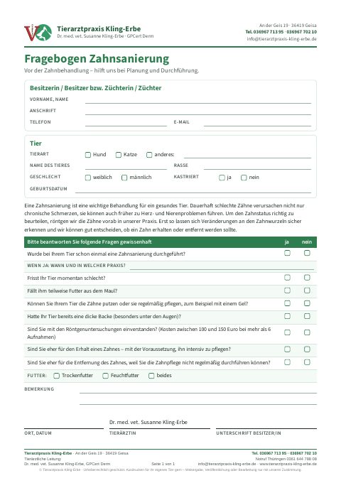 Vorschau: Zahnsanierung-Fragebogen